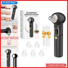 Heated Blackhead Remover Pore Vacuum 5 Probes 3 Suction Modes Black Facial