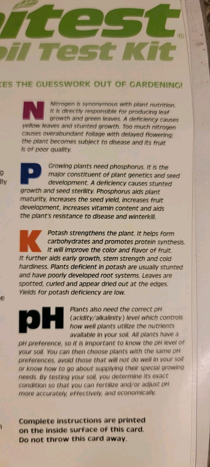 Luster Leaf Rapitest Soil Test Kit 40 Tests For Gardening NEW (N P K pH)