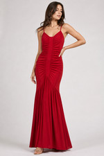Jessica McClintock Gunne Sax Mermaid Gown Womens 2 Red Ruched Formal