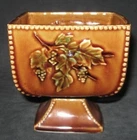 McCoy Brown Pedestal Planter with Grapes and Leaves Design