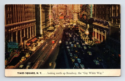 #ad c1939 Postcard New York NY Times Square Looking North Up Broadway $4.43