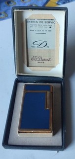 BRIQUET DUPONT 1973? BLEU ET JAUNE OR