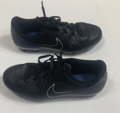 Nike Jr Tiempo Legend 10 Club Soccer Cleats Black Blue DV4352-040 Kids Size 2.5Y