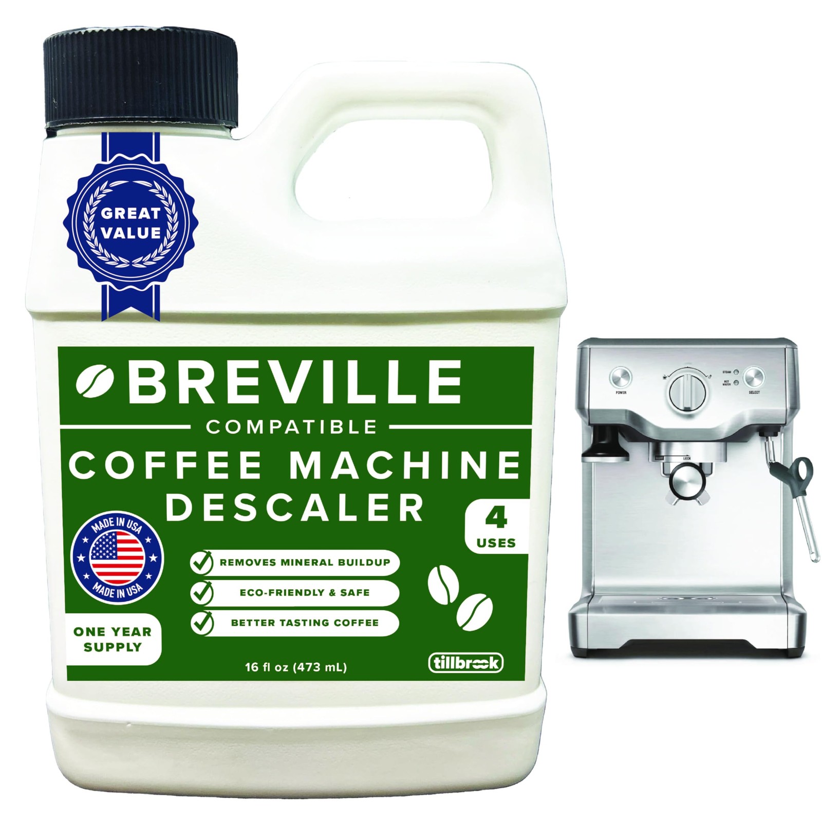 Breville Espresso Machine Descaler - 16 oz - 1 Year Supply - 4 Uses