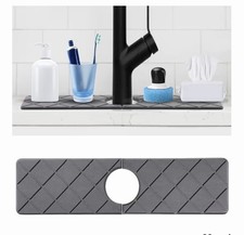 Faucet Mat Kitchen Sink Long Diatomite Fast Drying Stone Sink Gray 15.5" X 3.9"