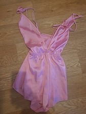 Ladies Size Medium Hot Pink Satin Nightwear Playsuit