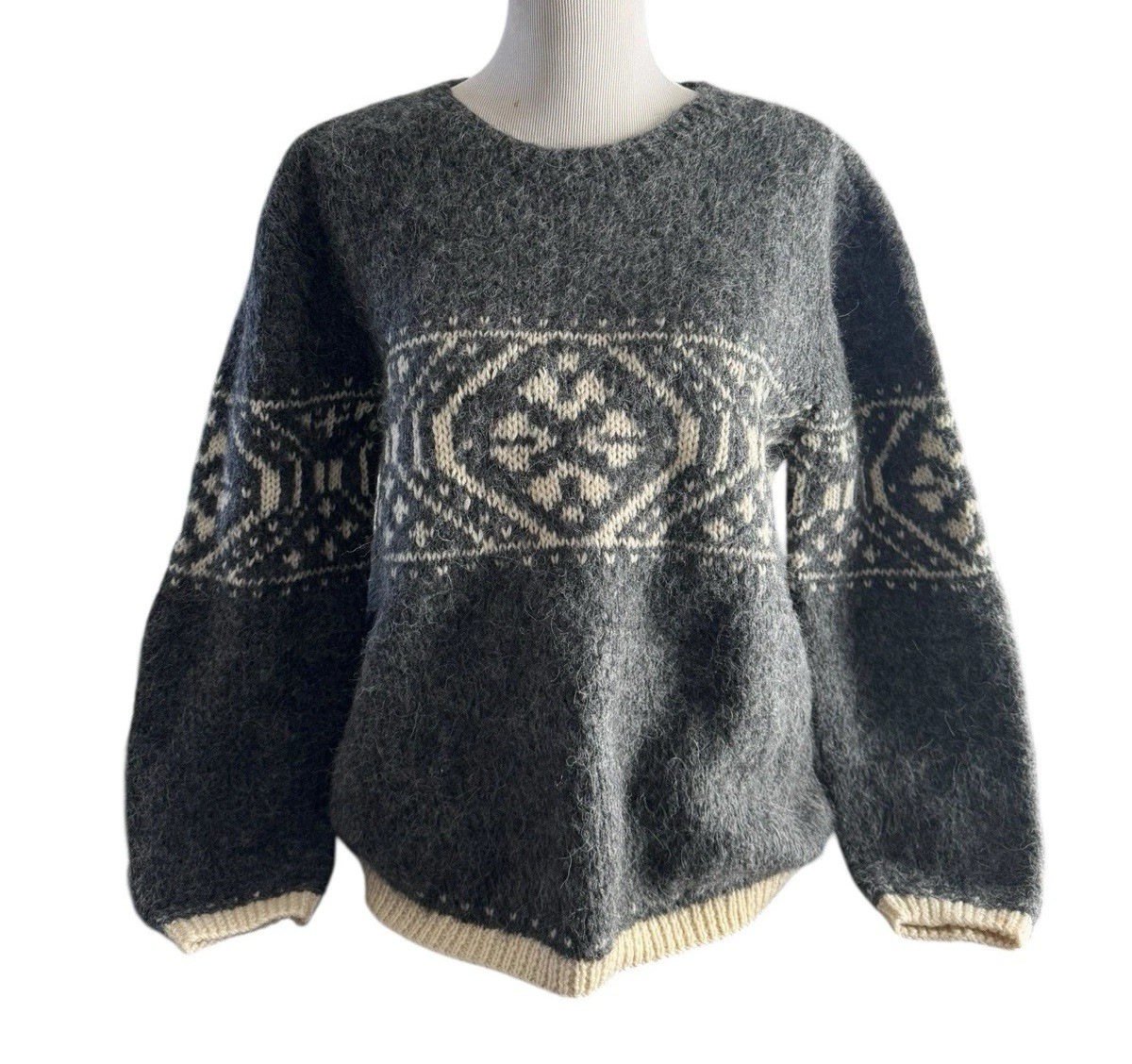 Preview International Gray Wool Patterned Sweater… - image 2