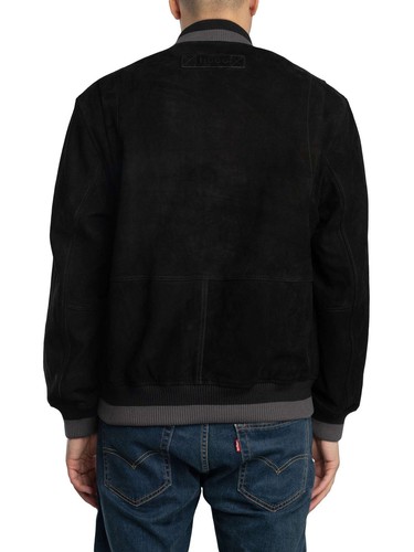 HUGO Men's Ledam Suede Bomber Jacket, Black - Picture 5 of 12