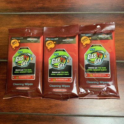 #ad 3 pack Briggs amp; Stratton Gas Off Pre Moistened Cleaning Wipes Fresh Linen Scent $5.39