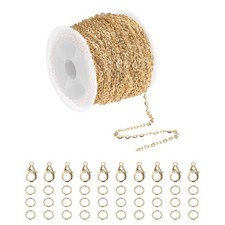39ft Light Gold Chain for Jewelry Making with Jump Ring and Lobster Clasp-0.08in