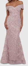Xscape Women's Pink Off-The-Shoulder Lace Gown Dress Size 8