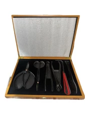Bonsai Tools Set with Wood Box 6PCS Heavy Duty Tree Kit Trimming Scissor Shears