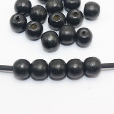 100 pcs Black 12mm 1/2" Round Wood Beads Wooden Beads Jewelry Making