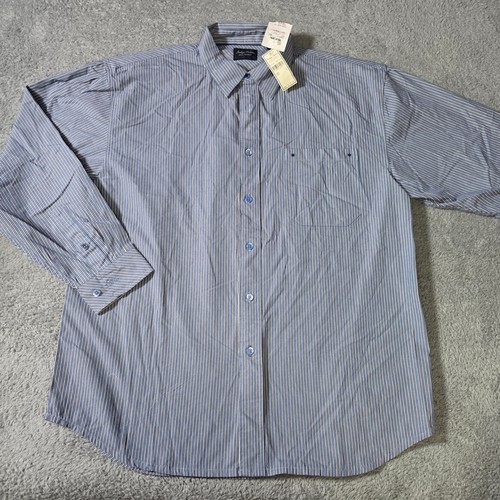 Indigo Palms Mens Large Button Down Shirt Blue Striped Dark Tahoe Cotton IP3344