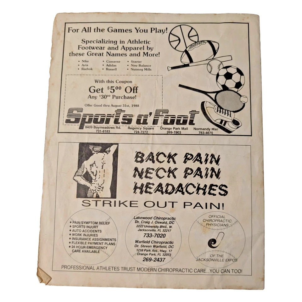 1988 Braves vs Expos Spring Training Program - Andres Galarraga Auto - Image 3 of 4