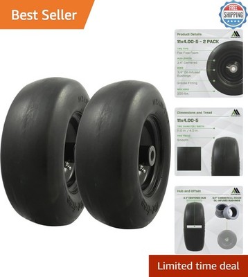 Universal Fit Flat-Free 11x4.00-5 Zero-Turn Mower Tire & Wheel Assembly - 2 Pack