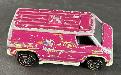 Vintage Hot Wheels Red Line Plum Super Van with Motorcycle Graphic  1974