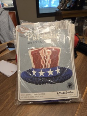 Vintage Lot Of 4 Patriotic Fan Centerpieces Uncle Sam's Hat