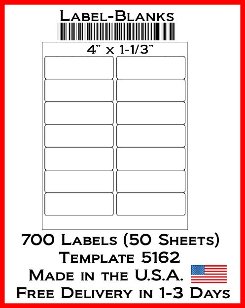 700 Laser/Ink Jet Labels. 4 x 1.33 (1 1/3) 14 Address Compatible w/ Size  5162! | eBay