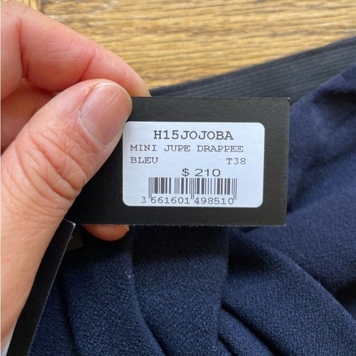 Maje NWT Mini Jupe Drapée Sz38 (~US4) navy blue mini skirt w/ front draping - Picture 3 of 10