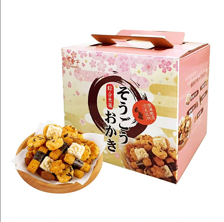 Satsuki　精米3袋 Trygoodz] Rice Crackers with Almonds 20g x 30 packs 翠果子綜合米果