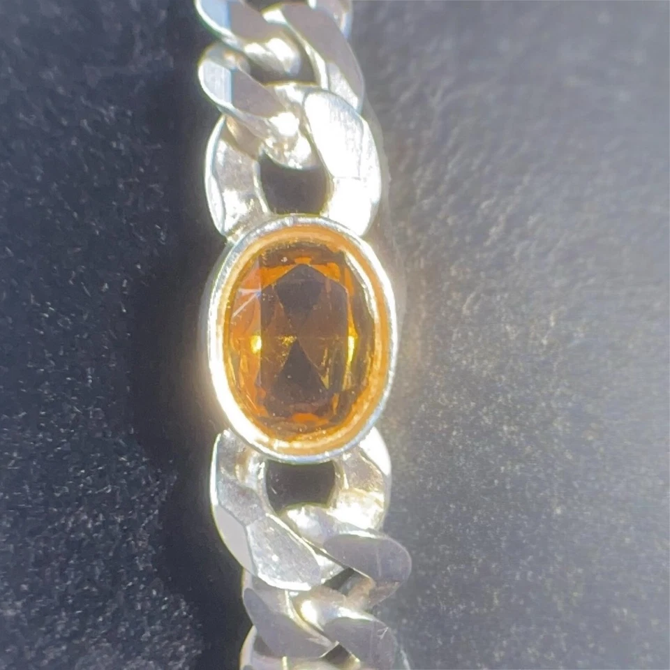 Brazalete vintage de plata de ley 925 con piedras preciosas de citrino de 4 quilates sólido de 9 mm Italia Foto 2 de 4