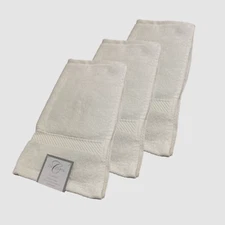 $44 Charisma White Cotton Bathroom Wash Cloth 3-Piece Towel Set | 13" x 13" in
