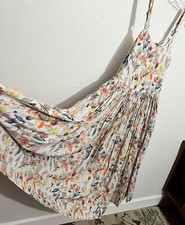 Sm Cottagecore Garden Ultra Flowy Leaf Motif Boho Adjustable Straps Maxi Dress