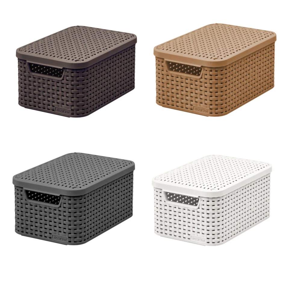 Cestino Curver Rattan Style S crema con coperchio 205840 - Immagine 2 di 2