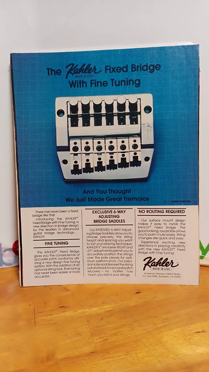 KAHLER FLYER TREMOLO GUITAR TREMOLO ORIGINAL GUITAR PRINT AD 11 X