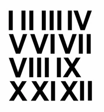 Roman Numeral Stickers I-XII, Vinyl, Choose Color, Wall Stickers, Scrapbook