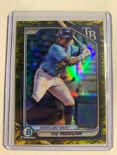 Tre' Morgan 2024 Bowman Chrome Yellow Lunar Refractor #D /75 SSP Tampa Bay Rays