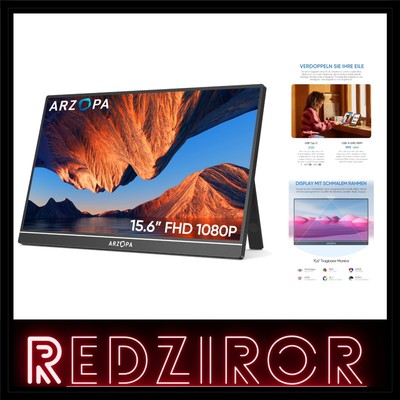 Tragbarer 15.6 Zoll Full HD IPS Monitor Ultra-Dünn Blitzschnell für Laptop Ga...