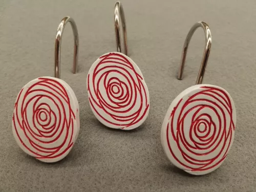 12PC MANY COLORS! Lucerne Acrylic Shower Curtain Hooks Circle Stencil Design