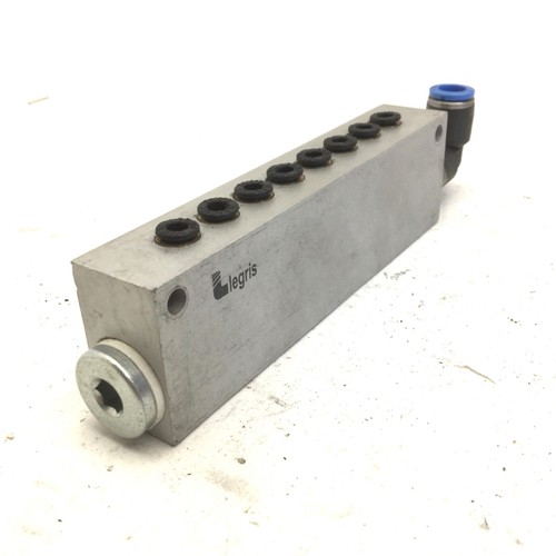 Legris 3310 06 13 Pneumatic Manifold, Anodized Aluminum, 145 PSI, 1/4" NPT Inlet
