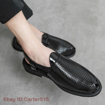 mens leather dress sandals Men's Buckle peep Toe Casual Business Party Work Shoes updated for today Shoe Toe Leather Dress Sandals
