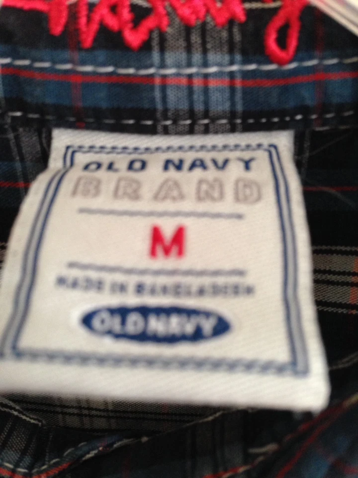 Camisa de cuello a cuadros blanca y azul marino antigua para niños talla M (8-10) Foto 2 de 4