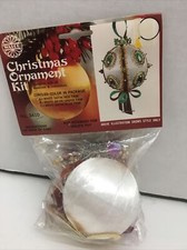 Walco JEWELED BALL White Vtg Foil Bead Christmas Ornament Craft Kit 3410