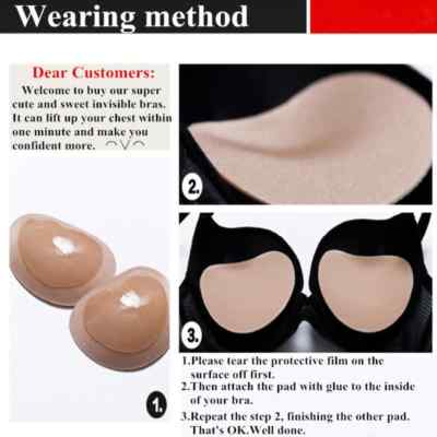 Buy 2 Pairs Bra Pads/Inserts, Clear Silicone Gel Breast Enhancement Pads, Sexy Push Up, Cleavage - View #9