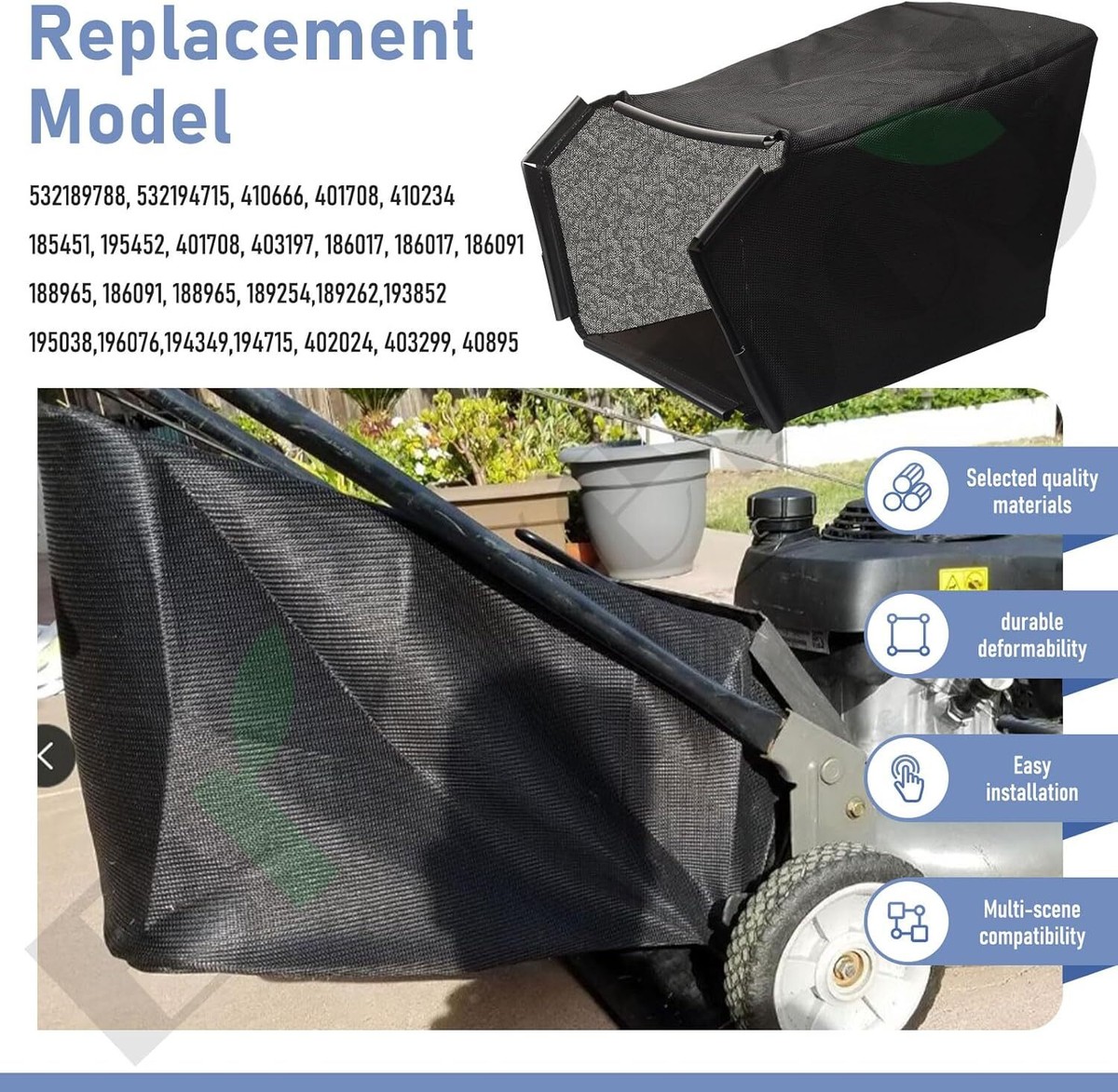 【hima♪】 166113 GRASS BAG FOR CRAFTSMAN 21”PUSH MOWER 917-389382 FROM