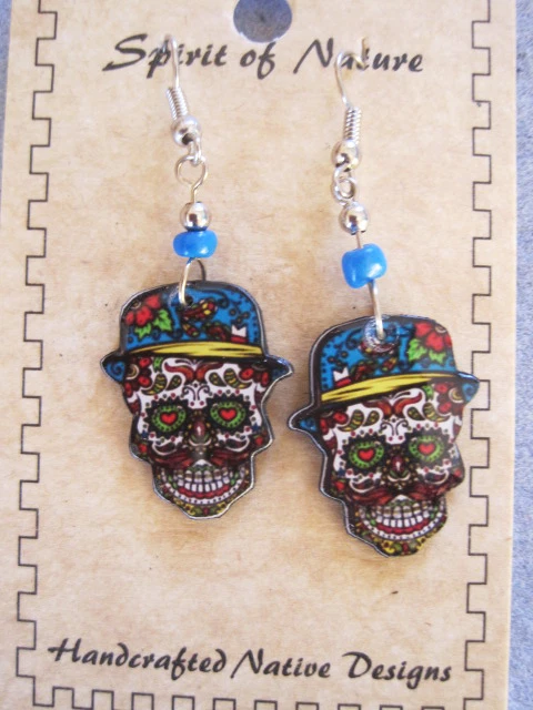 Spirit of Nature western  Day of Dead, Dia de los Muertos Skull Dangle earrings - Image 2 of 2