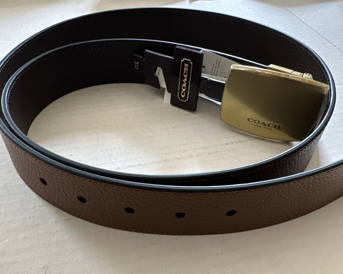 Coach Reversible Brown Leather Belt Brass Buckle One Size 