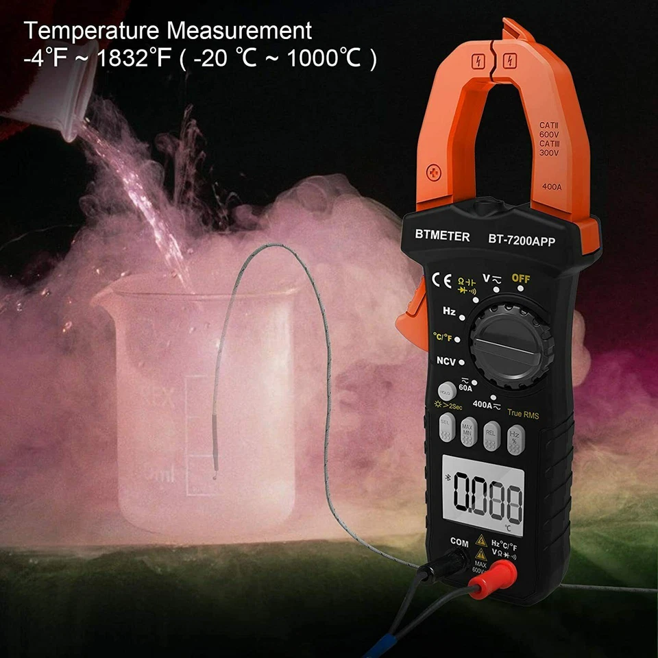 Digital Clamp Multimeter Auto Range True RMS 600V 400A NCV Volt 60MΩ 100mF 10MHz - Bild 4 von 4