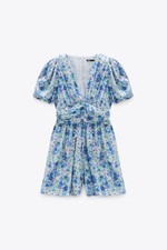 NWT Zara DRAPED Playsuit With Shoulder Pads - 8342/317 - M