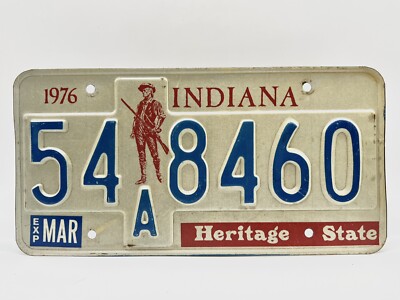  Original US Amerika Auto Kennzeichen Nummernschild USA Indiana 1976 Heritage