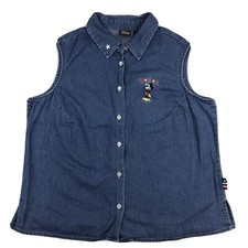 Mickey Mouse Unlimited Womens Large Blue Vest 100 Cotton Disney