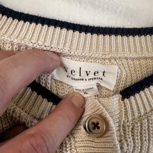Suéter Pullover Tejido Velvet by Graham & Spencer Kierra Henley Rayas Para Mujer XL - Imagen 2 de 6