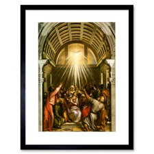 Titian Pentecost Titian Painting Framed Art Print Picture Mount 12x16 Inch