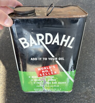Bardahl Engine Oil additive vintagr 1 gallon Tin ( botton cut) Australia