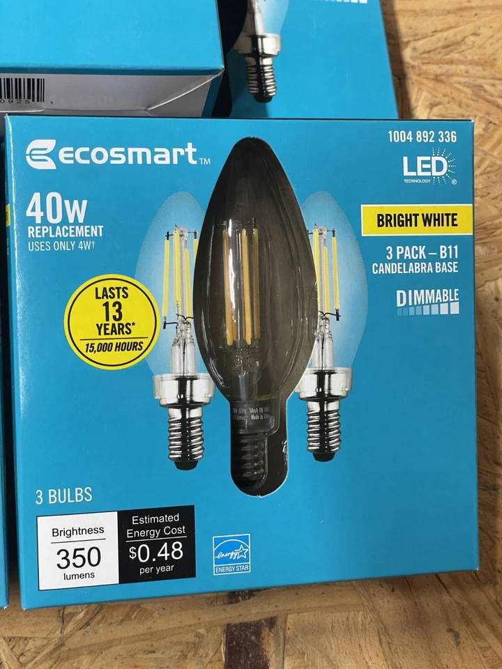EcoSmart FG-04069 Dimmable Candelabra LED Light Bulb Bright White 40W (5 Pack) - Image 2 of 3